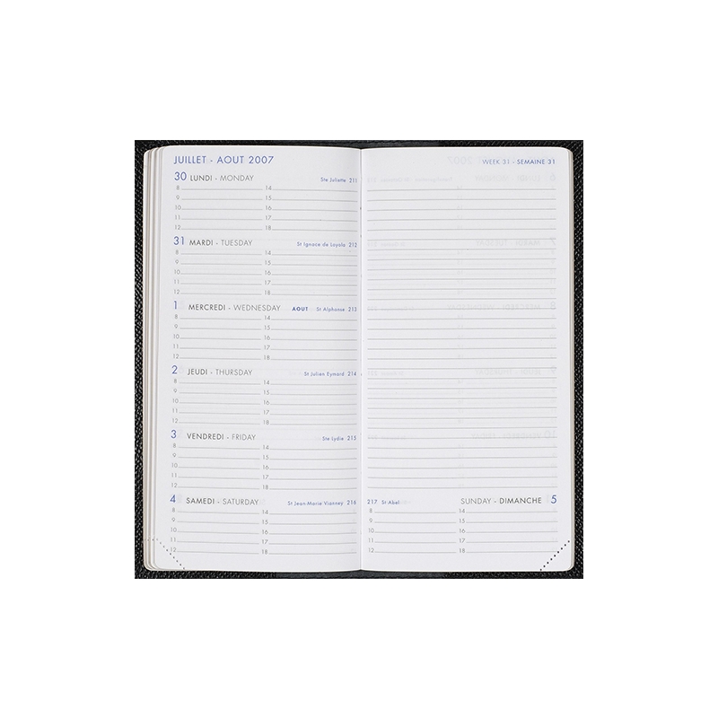 Recharge agenda semainier 8,2x17cm spirale Agenda Moderne 7+Notes