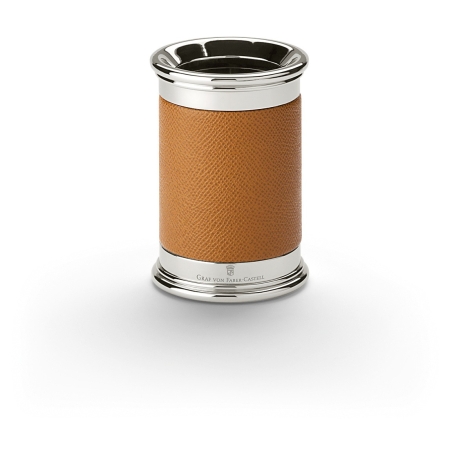 Pot à crayons en cuir cognac - Graf von Faber-Castell