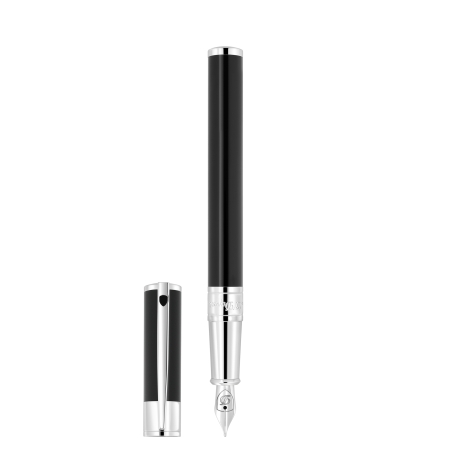 Stylo Plume D-Initial Noir et Chrome - S.T. Dupont