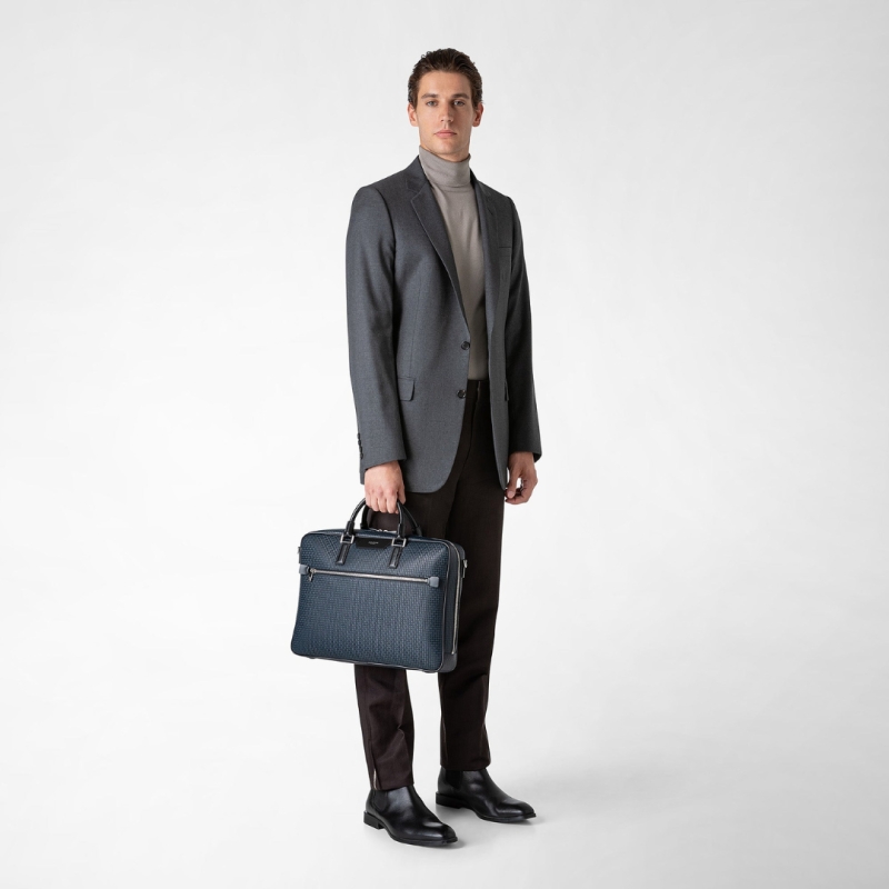 Attaché-case Slim en Stepan Bleu Ocean  - Serapian