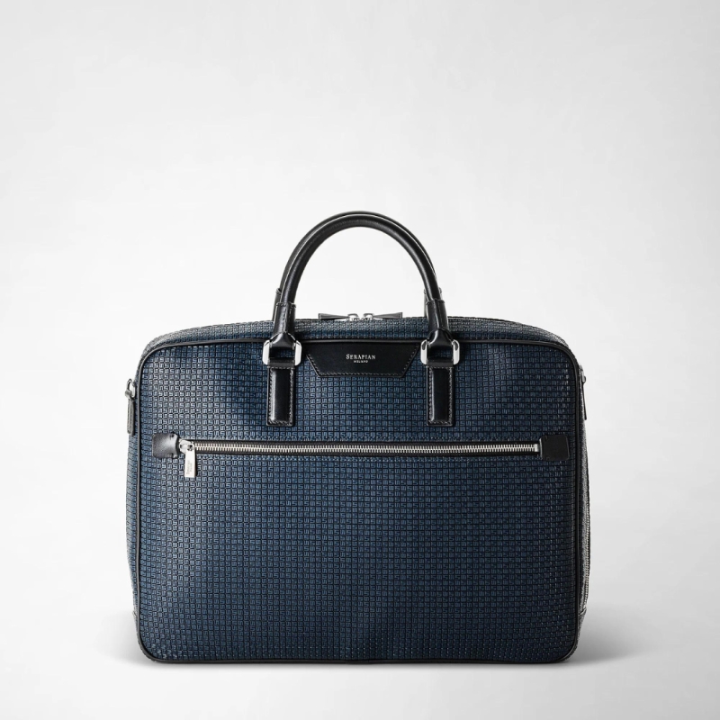 Attaché-case Slim en Stepan Bleu Ocean  - Serapian