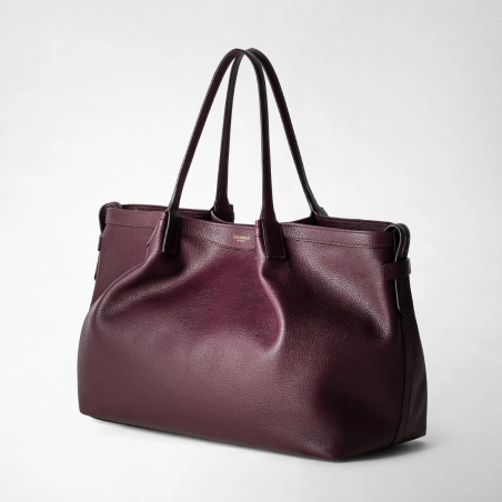 Sac Cabas en cuir Rugiada Prune - Serapian