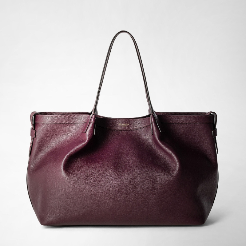 Sac Cabas en cuir Rugiada Prune - Serapian