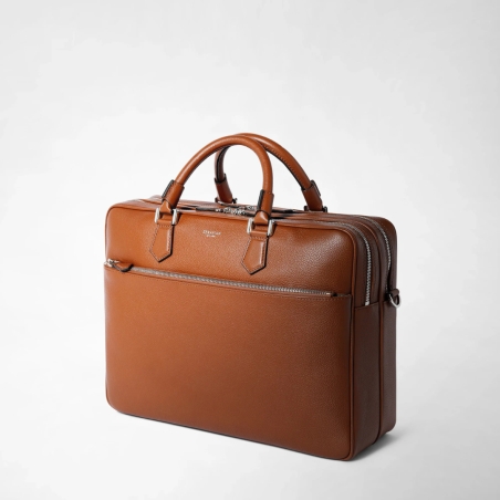 Grand Attaché-case Slim en Cuir Cachemire Tabac - Serapian